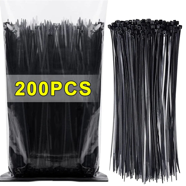 200/100Pcs Nylon Cable Ties Adjustable Self-locking Cord Ties Straps Fastening Loop Reusable Plastic Wire Ties For Home Office