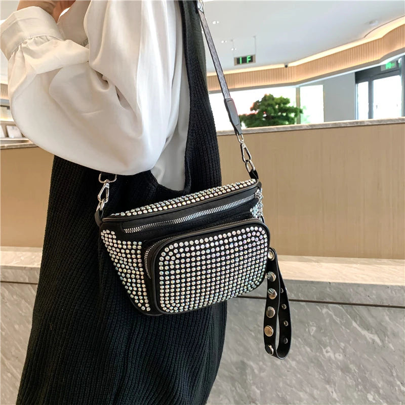 Women Bag Casual Travel Crossbody Shoulder Bags For Women Fashion Rivet Waist Pack Leisure Luxury Designer Handbag Femael Bags