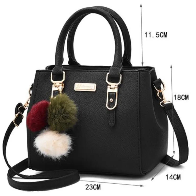 PU Leather Handbag For Women Girl Fashion Tassel Messenger Bags With Ball Bolsa Female Shoulder Bags Ladies Party Crossby Bag