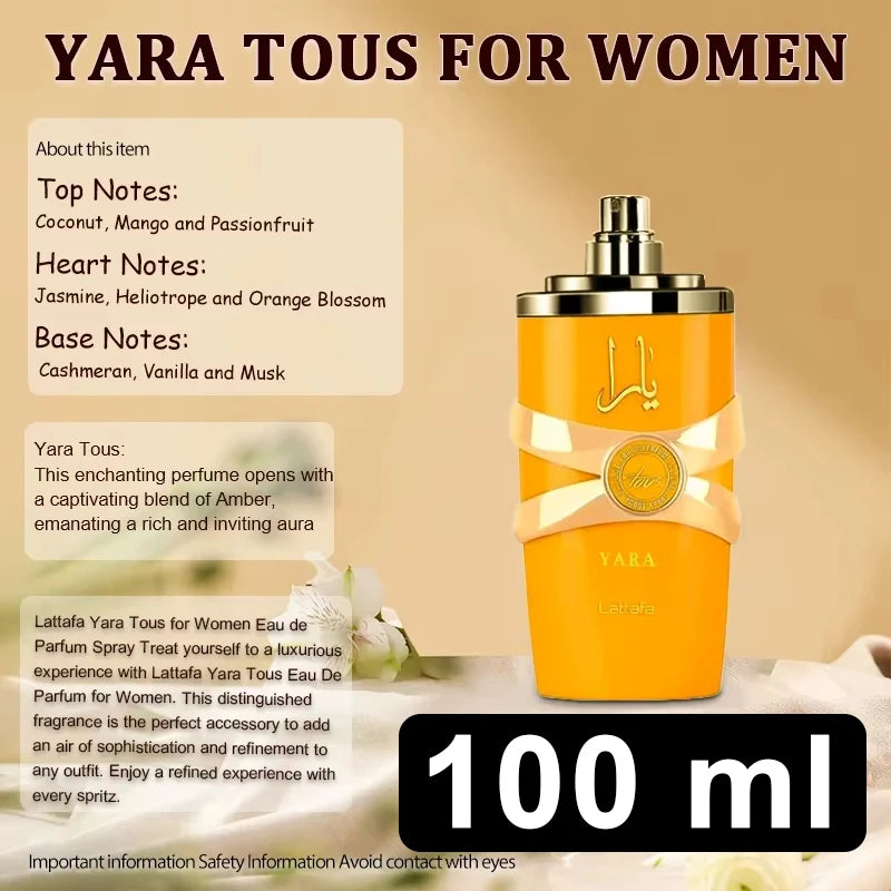 100% Original 3.4oz Yara Amber Vanilla Perfumes Women's Man Lasting Fragrance Spray Perfume Yara Moi Tous Asad Christmas Gift