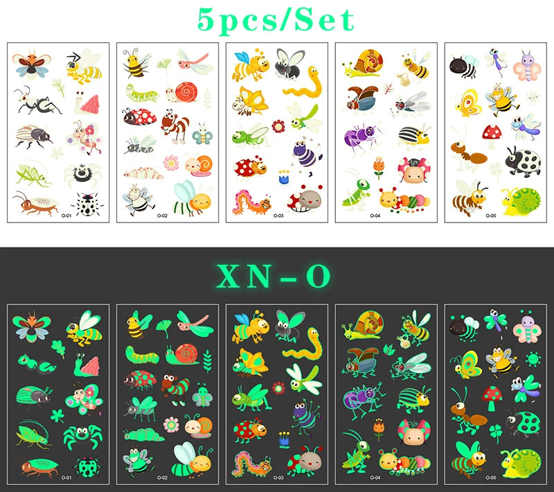 Luminous Tattoo 5 10pcs/Set Temporary Tattoos Mermaid Licorne Children Stickers for Kids Pokemon Tattoo Tattoo for Kids Unicorn
