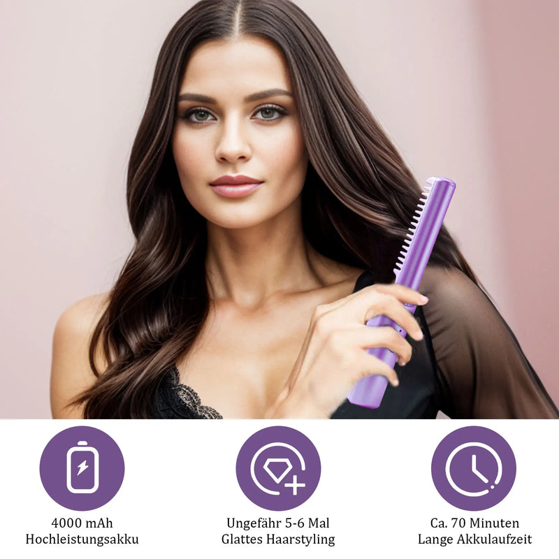 Ceramics Wireless Hair Curler One Hand Operation Small Occupation Portable Hair Straightener Comb