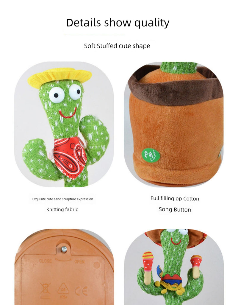 Cactus Toys Learn to Speak and Sing and Dance Sand Carving Dolls Kids Music Coax Baby Repeat Reading Comfort