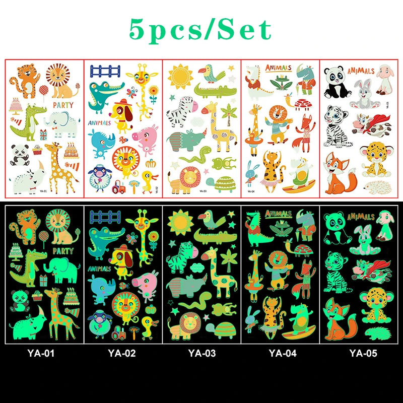 Luminous Tattoo 5 10pcs/Set Temporary Tattoos Mermaid Licorne Children Stickers for Kids Pokemon Tattoo Tattoo for Kids Unicorn