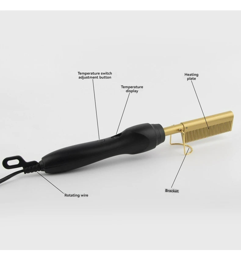New Multi-functional Electric Copper Hair Straightener Household Hair Straightener Comb Perm Rod Curling and Straightener Rod Wo