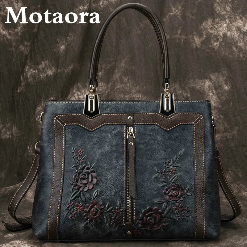 MOTAORA Women's Bag Retro Genuine Leather Luxury Handbags For Women 2023 New Handmade Crossbody Bag Large Capacity Bags Female