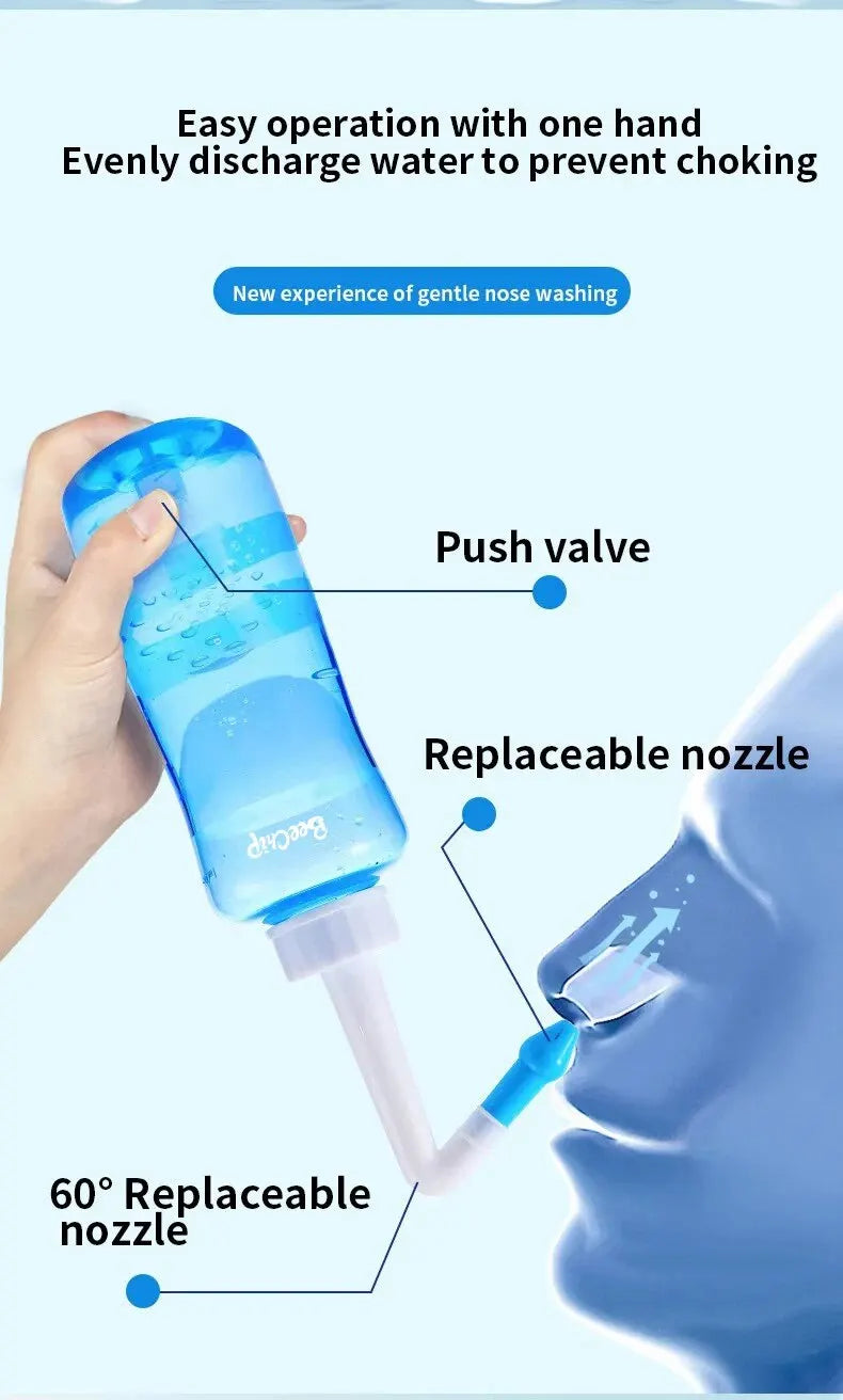 1 Piece Nasal Wash Bottle 300ml Adult And Children Nasal Cavity And Nasal Wash Bottle Physiological Saline Rhinitis Manual