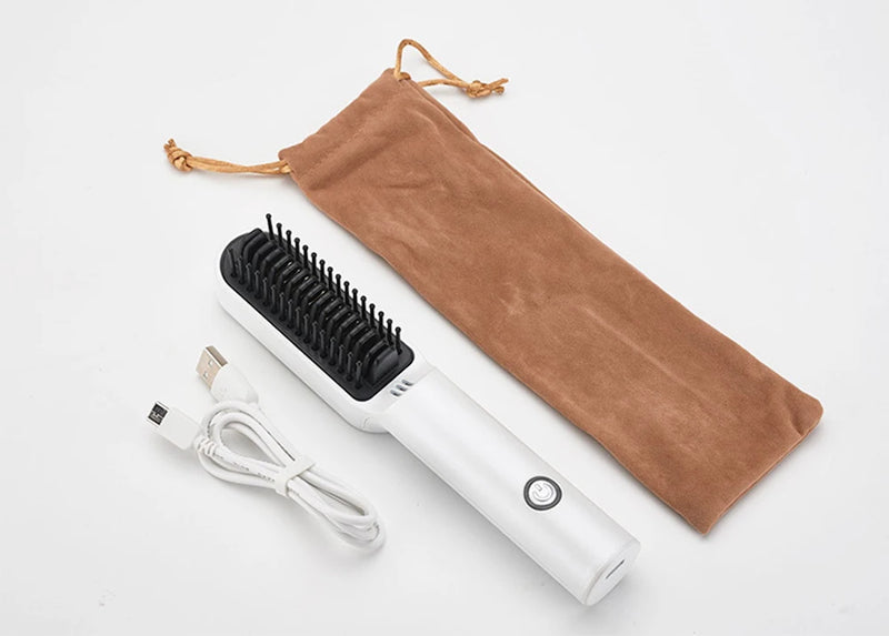 Wireless Hair Straightener Brush Electric Hair Brushes Hot Comb Straightener For Hair Beard Flat Iron Ceramic Heating HairCurler