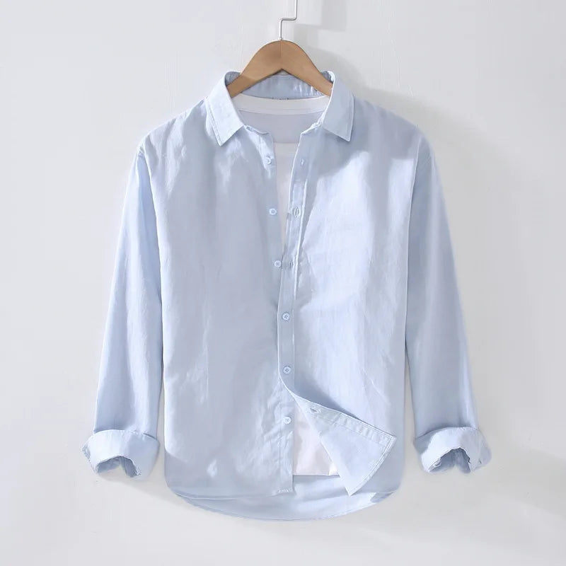 Linen Cotton  Vintage Cargo Tops Shirts Men Cotton Long Sleeve Shirt Top Quality Fitness Tactical Shirt for Man Camisa Masculina