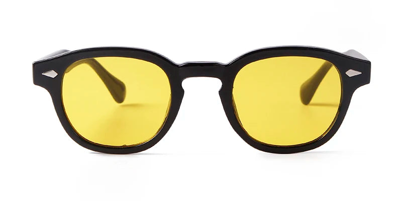 Vintage Tortoise Shell Round Sunglasses Women Men 2024 Brand Design Retro Rivet Yellow Blue Lens Square Sun Glasses Female UV400