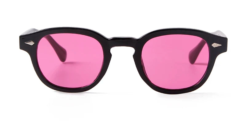 Vintage Tortoise Shell Round Sunglasses Women Men 2024 Brand Design Retro Rivet Yellow Blue Lens Square Sun Glasses Female UV400
