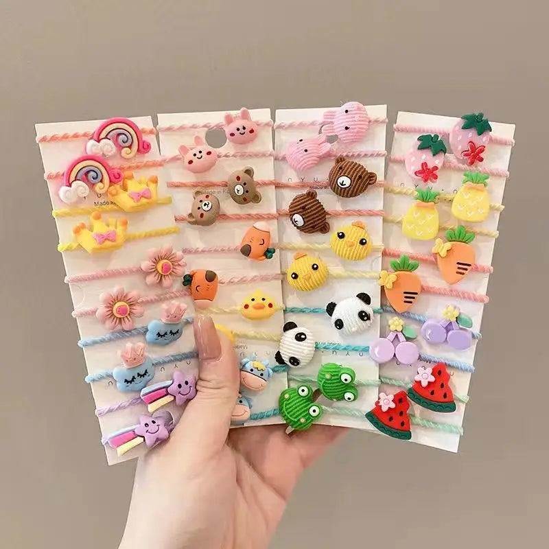 50Pcs/Lot Children Hair Accessories Girls Cartoon Elastic Hair Bands Baby Head Rope Kids Small Animal Headband Cute Headdress