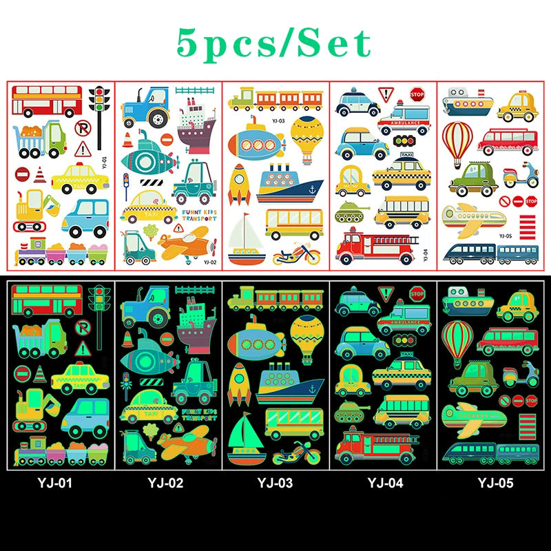 Luminous Tattoo 5 10pcs/Set Temporary Tattoos Mermaid Licorne Children Stickers for Kids Pokemon Tattoo Tattoo for Kids Unicorn