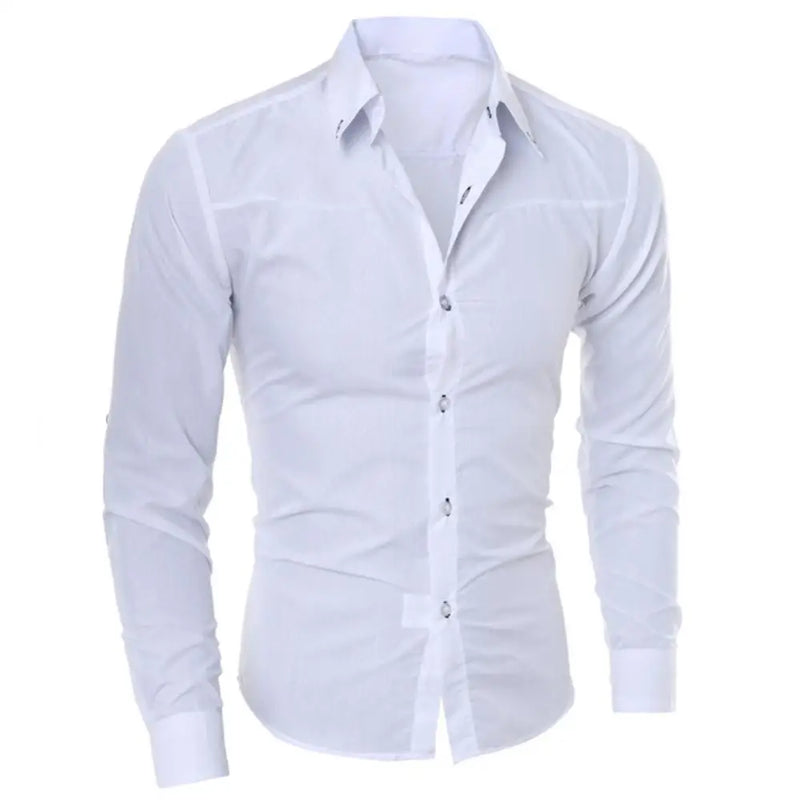 Fashion spring autumn Men Shirts New Arrivals Slim Fit Male Shirt Solid Long Sleeve British Style Office Cotton Men's Shirt