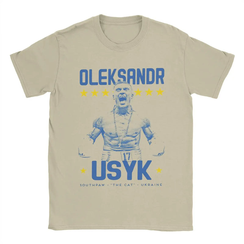 Oleksandr Usyk Vintage Boxing Poster Shirt for Men Women Pure Cotton Vintage Ukraine Boxer Tee Shirt Short Sleeve Clothes Summer