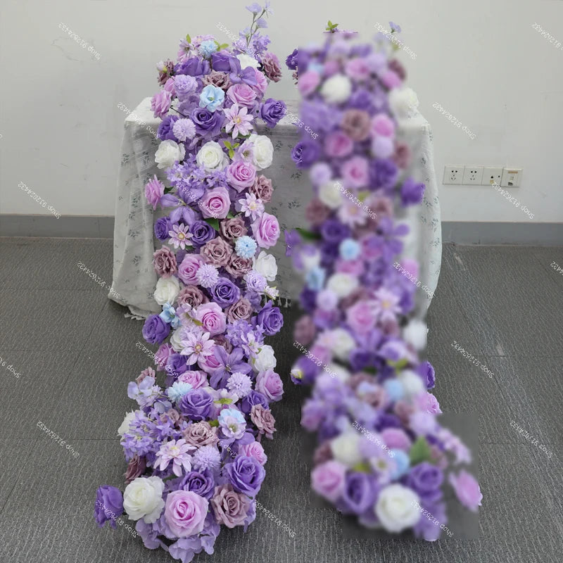 2M Luxurious Pink Rose Runner Flower Row Wedding Backdrop Decor Floral Arrangement Sofa Table Party table Window Display Props