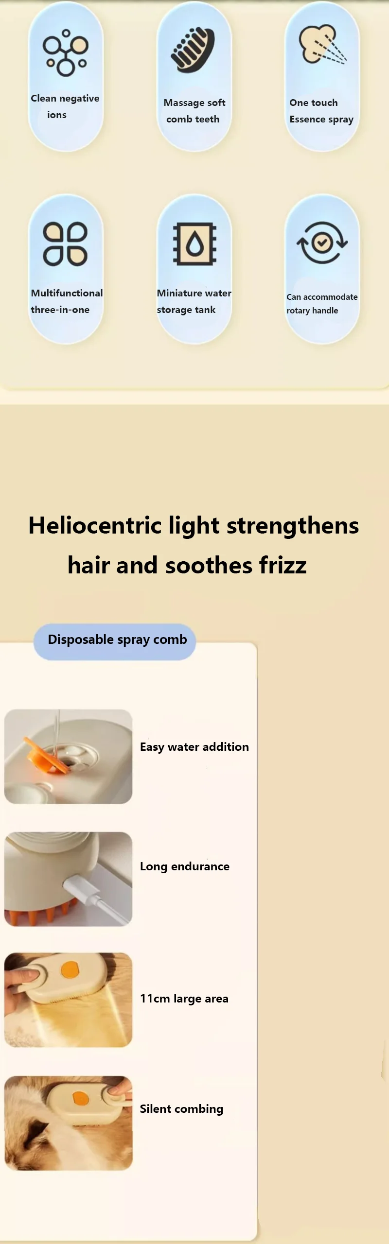 3-in-1 Dog Hair Brush Cat Hair Brush Electric Pet Cleaning Brush Steam Spray Brush Massage Hair Removal Comb anti-Tangle Brush
