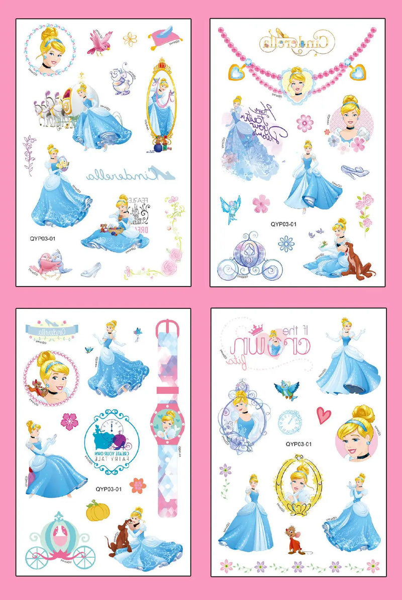 4Pcs/set Tattoo stickers Disney Stitch Princess Sofia Unicorn Frozen Action Figure Cars Cartoon Sticker Kids Girls Birthday Gift