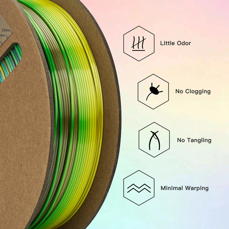 Eryone Silk Rainbow PLA Filament 1KG 1.75mm Multicolor Rainbow PLA Per Spool Filament For 3D Printing Fast Shipping New Arrival