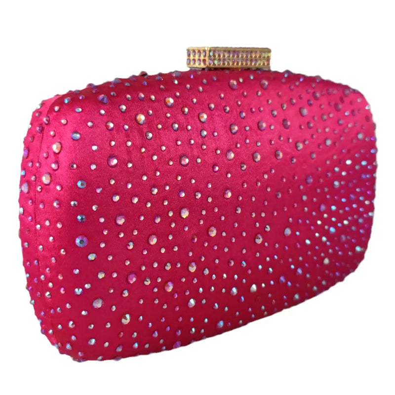 Boutique De FGG Women Fuchsia Evening Bags and Clutches Party Dinner Bridal Crystal Clutch Handbags and Purses