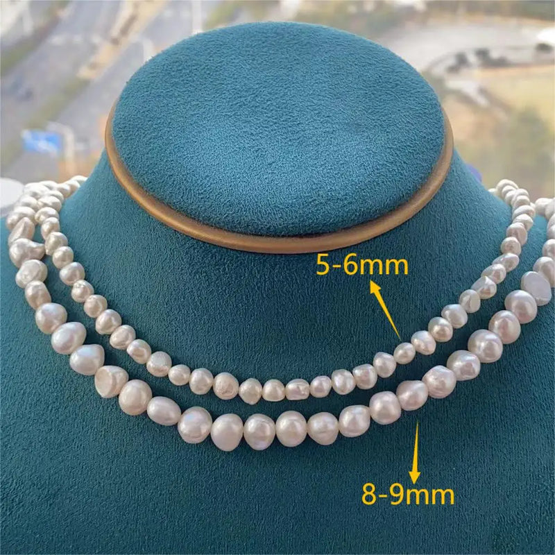 Real Natural Baroque Freshwater Pearl Choker Necklace for Women Girl Gift Popular AA 5-6mm 8-9mm Pearl Jewelry Necklace
