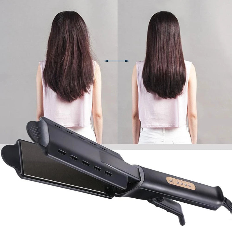 Wide Plate Ionic Flat Iron Hair Straightener Gray, High Tech Professional Steam Hair Straightener ,Adjustable Temperature 4 Gear