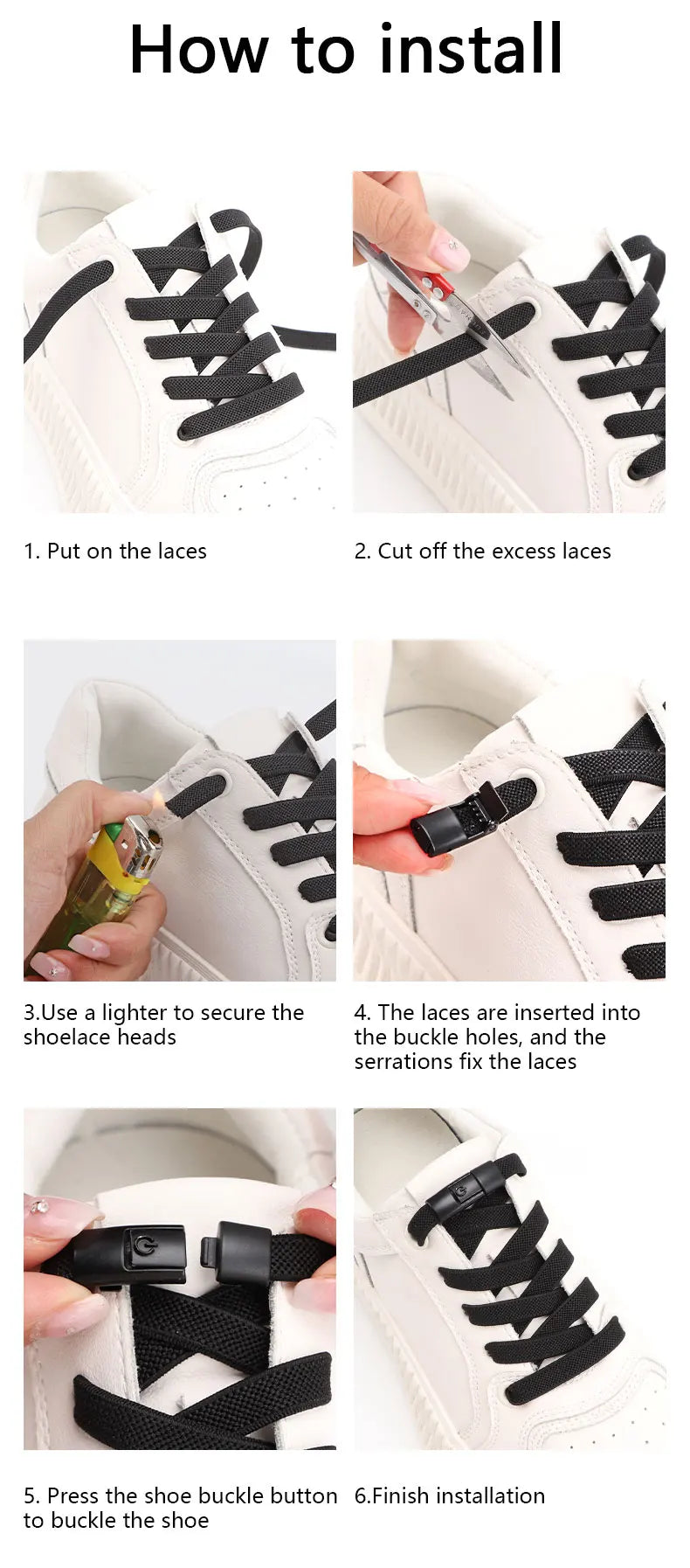 No Tie Shoe laces Press Lock Shoelaces without ties Elastic Laces Sneaker Kids Adult 8MM Widened Flat Shoelace for Shoes