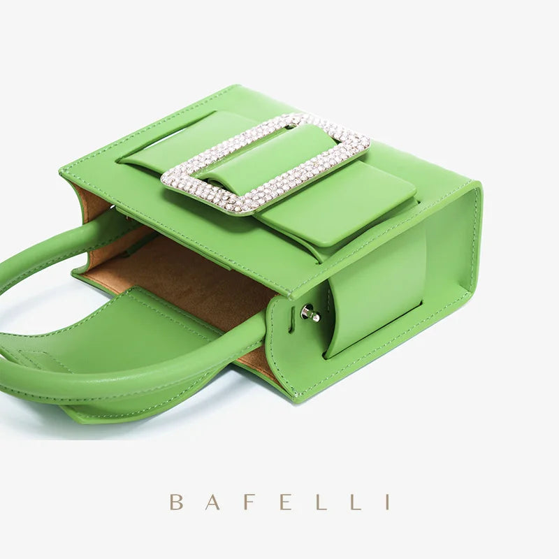 BAFELLI 2023 NEW FASHION PINK HANDBAG SHOULDER BOXY MINI ORIGINAL BAG CASUAL WOMEN'S PURSE LUXURY BRAND DESIGNER LEATHER