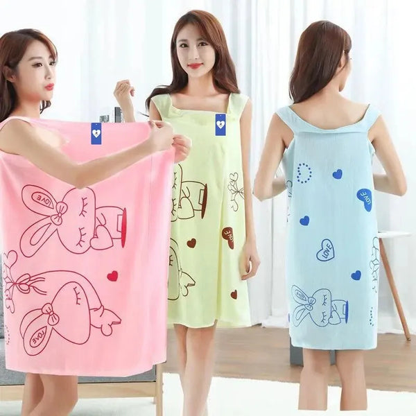 Wearable Bath Towel Love Rabbit Increase Thickened Adult Women Wipe Chest Bath Skirt Absorbent Sweat Steam Skirt Sauna