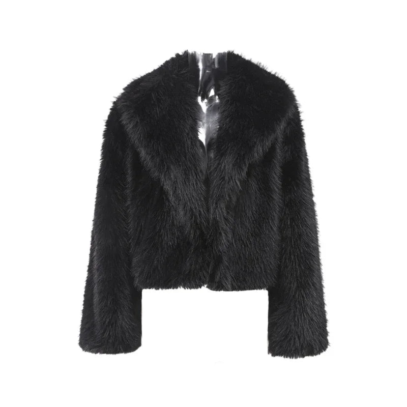 Winter Fluffy Furry Faux Fur Long Jacket Coat Women Loose Lapel Long Sleeve Thick Warm Coats Female Luxury Fashion Lady Overcoat