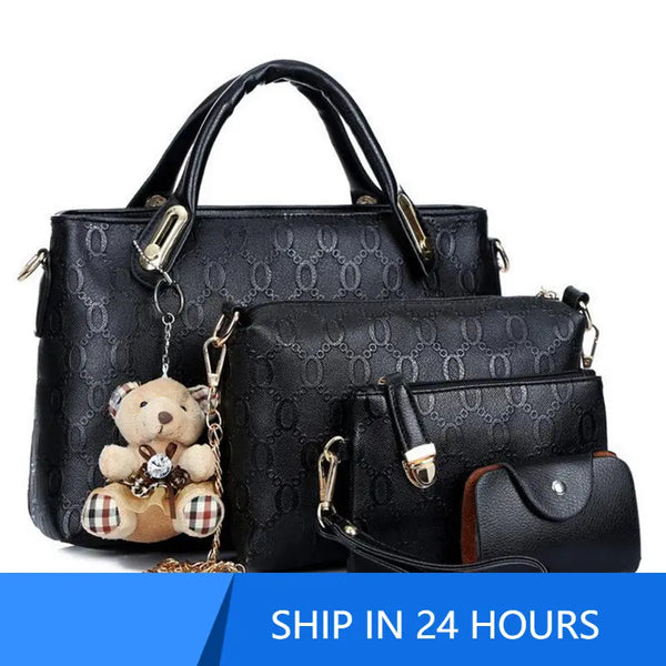 Hot Sale 4pcs/Set Women Bag PU Leather Luxury Designer Bags Handbag Messenger Bag Shoulder Bag Wallet Bags Dropshipping 40#23