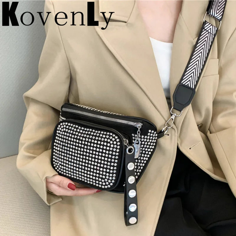 Women Bag Casual Travel Crossbody Shoulder Bags For Women Fashion Rivet Waist Pack Leisure Luxury Designer Handbag Femael Bags