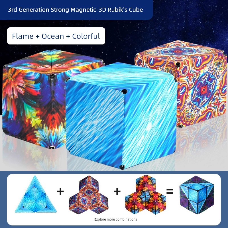 Variety Magnetic Cube Infinite Flip Deformation 3D Geometric Three-Dimensional Thinking Training Kids Educational Toy Boy