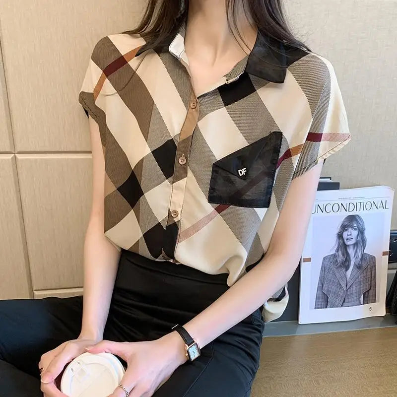 Summer Sleeveless Printed Chiffon Blouse Women Korean Fashion Casual Vintage Chic Shirts Female Clothing Simple All-match Tops