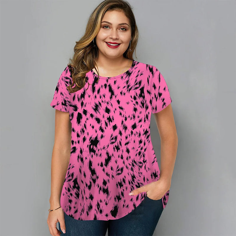 Women's Leopard Print T-Shirt Loose Large Size Female Clothing Streetwear Hip Hop O Neck Tee Summer New Sexy Tshirt for Ladies