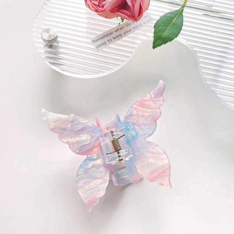 1PC 2024 New Butterfly Hair Claw Sweet French Acetate Fiber Hair Clamps Colorful Hair Decorate Long Hair Accessories Hair Clip