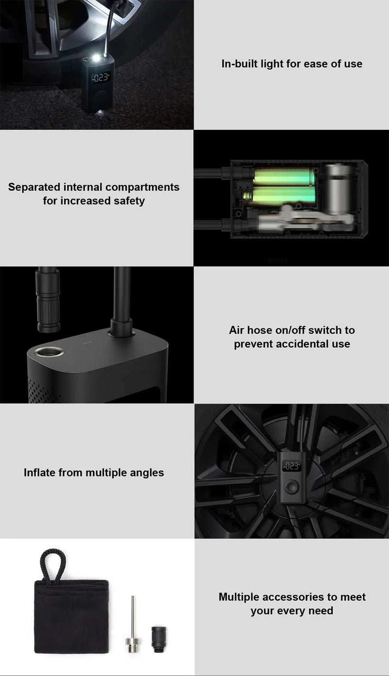Xiaomi Mijia Air Pump 2 25%Speed Boost Mini Portable Electric Air Compressor Treasure 150PSI Type-C LED Multitool Inflator Xiomi
