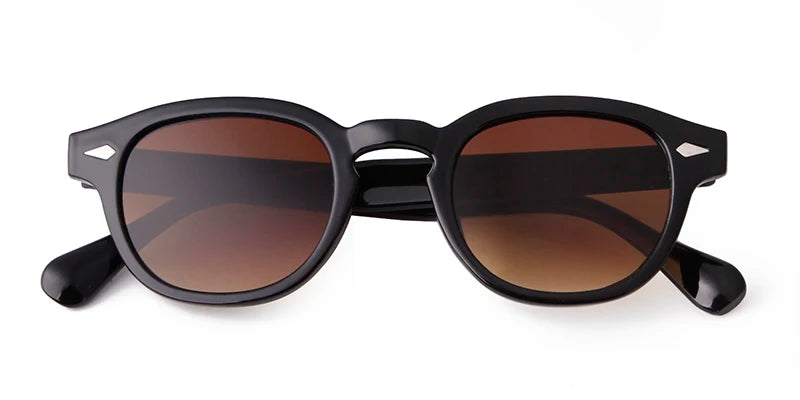 Vintage Tortoise Shell Round Sunglasses Women Men 2024 Brand Design Retro Rivet Yellow Blue Lens Square Sun Glasses Female UV400