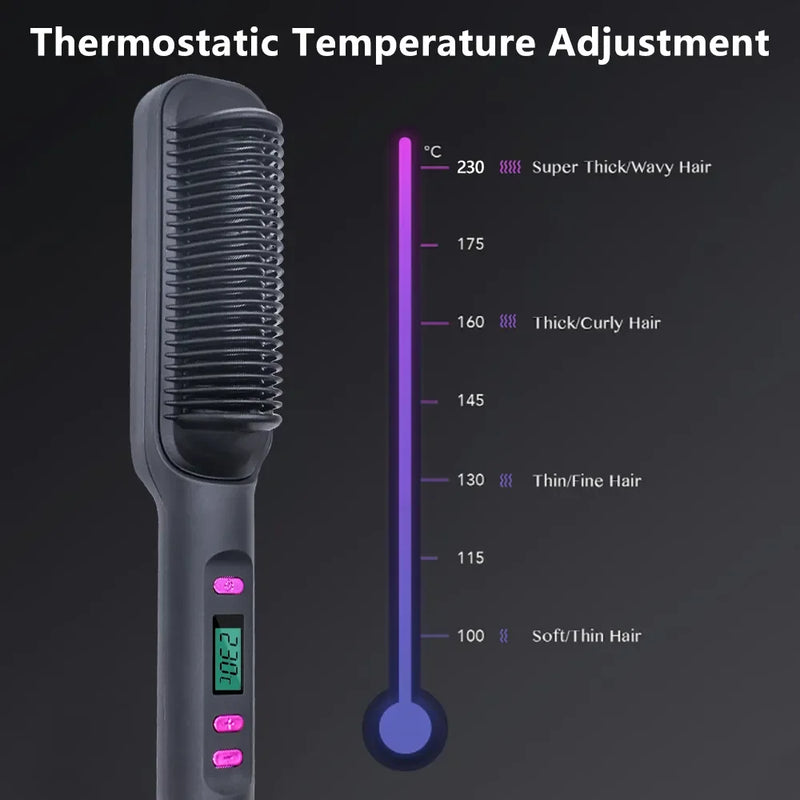 Electric Multifunctional Straight Hair Straightener Comb Hot Comb Negative Ion Anti-Scalding Styling Tool Straightening Brush