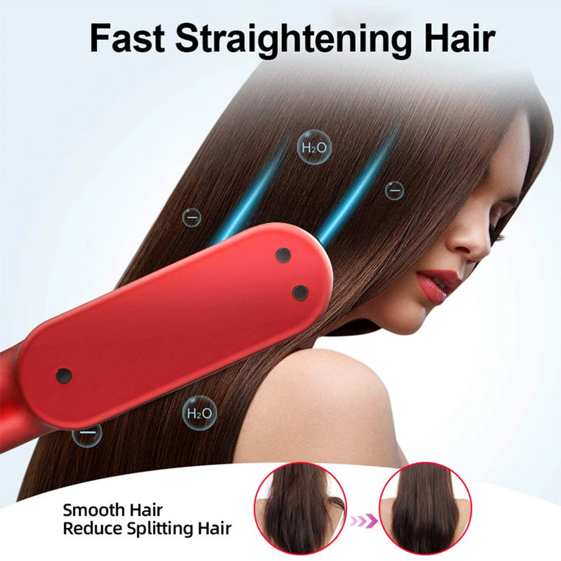 Wireless Hair Straightener Brush Electric Hair Brushes Hot Comb Straightener For Hair Beard Flat Iron Ceramic Heating HairCurler