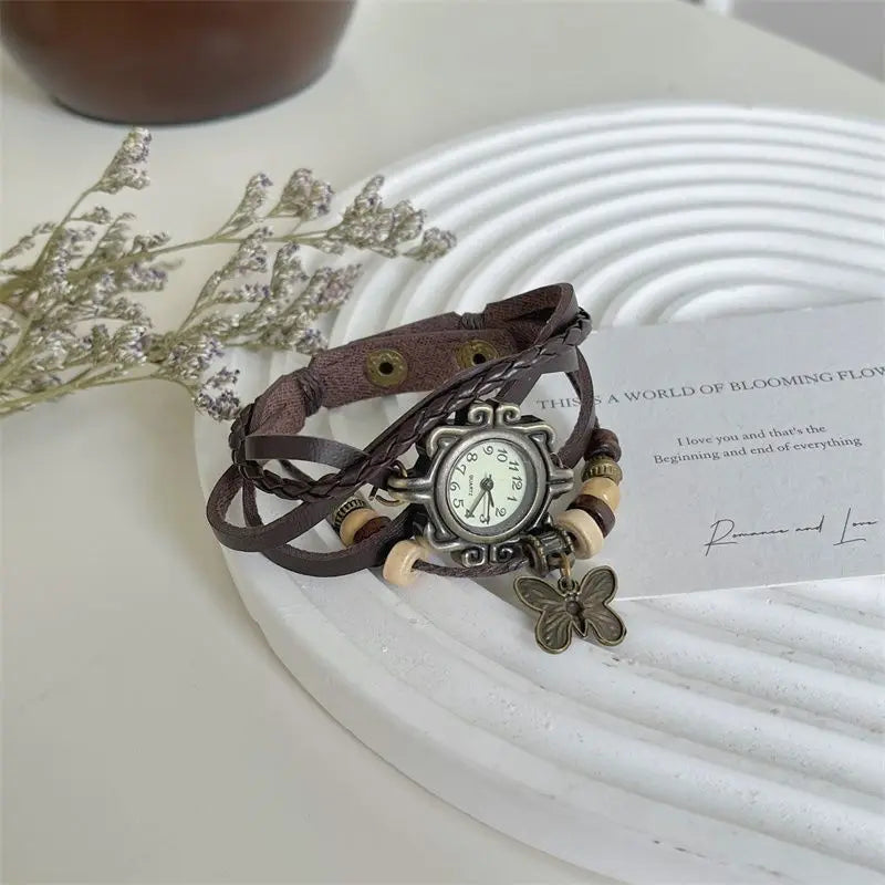 Elegant Fashion Ladies Dress Watches Vintage Wristwatches for Women Leatcher Band Small Dial Female Quartz Watch Montre Femme