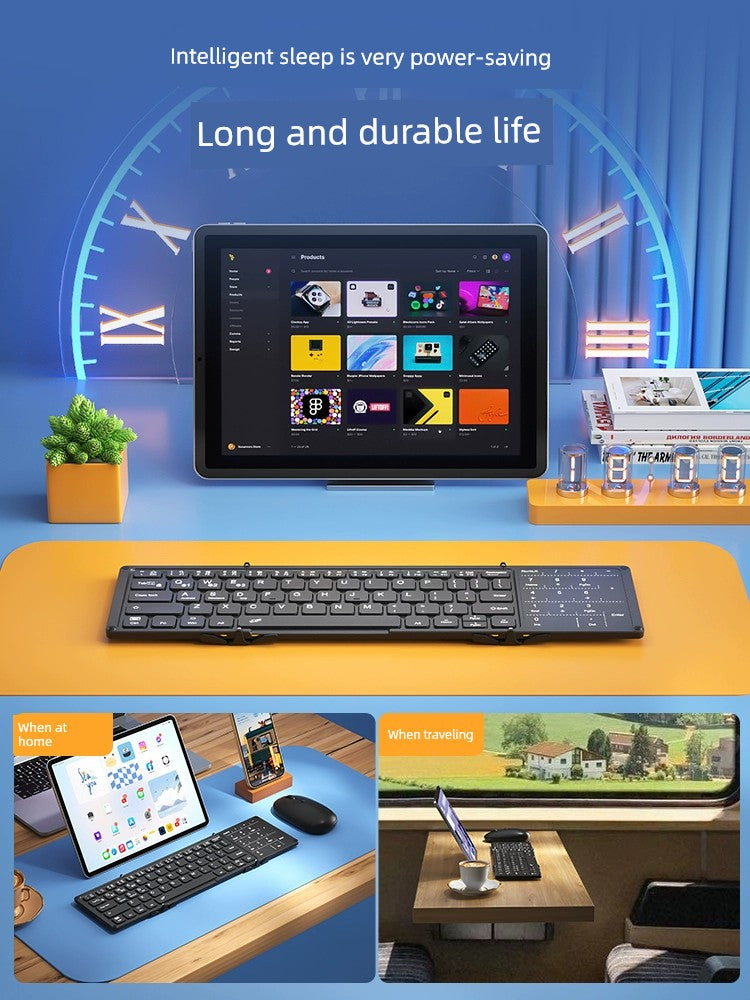 Bow Foldable Bluetooth Keyboard Mouse Digital Touch Pad Laptop Wireless Mute External Portable Charging