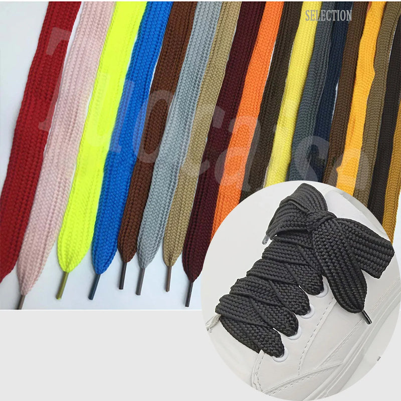 1 Pair 20mm Wide Thickened Flat Monolayer Colored High Quality Soft Laces Board Shoes Canvas Shoes For Sneakers Sports Shoelaces