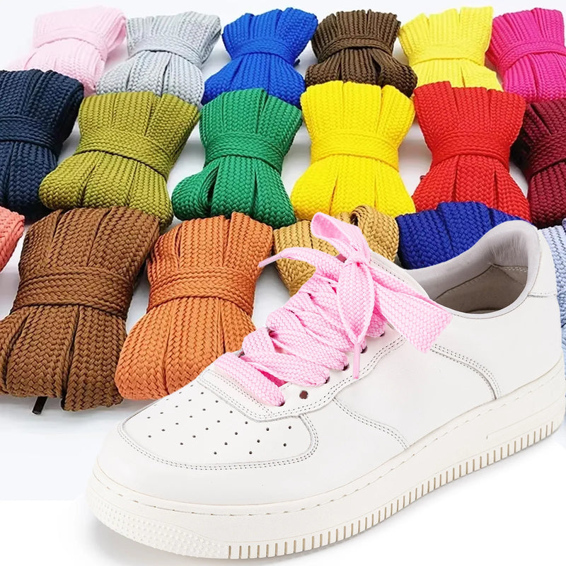 1 Pair 20mm Wide Thickened Flat Monolayer Colored High Quality Soft Laces Board Shoes Canvas Shoes For Sneakers Sports Shoelaces