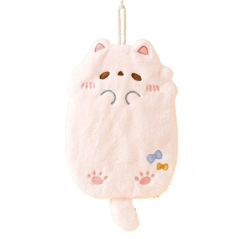 Cute Cartoon Tanuki Hanging Towel Coral Velvet Hair Does Not Lose Thick Cloth Kitchen Bathroom Absorbent Towels