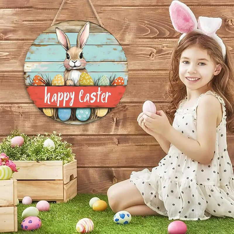 Easter Bunny Door Decorations Bunny Welcome Wood Door Sign Hanger Rabbit Farmhouse Easter Welcome Door Sign Decor For Porch Yard