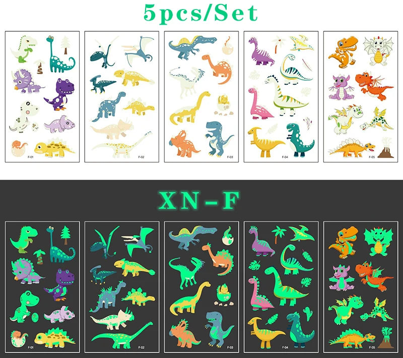 Luminous Tattoo 5 10pcs/Set Temporary Tattoos Mermaid Licorne Children Stickers for Kids Pokemon Tattoo Tattoo for Kids Unicorn