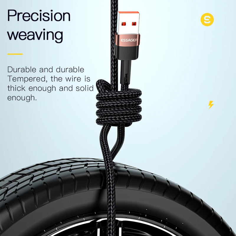 Essager 7A USB Type C Cable For Realme Huawei P30 Pro 66W Fast Charging Wire USB-C Charger Data Cord For Samsung Oneplus Poco F3
