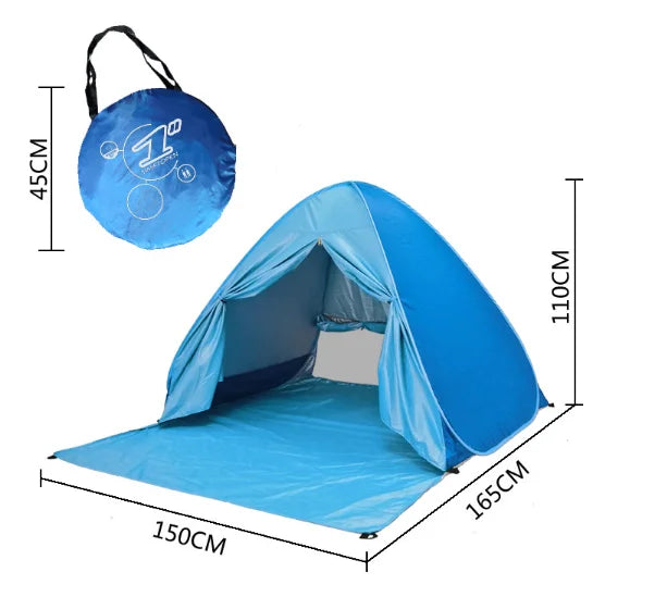 Automatic Instant Pop Up Tent Potable Beach Tent Outdoor Waterproof UV Protection Camping Fishing Tent（With door curtain）