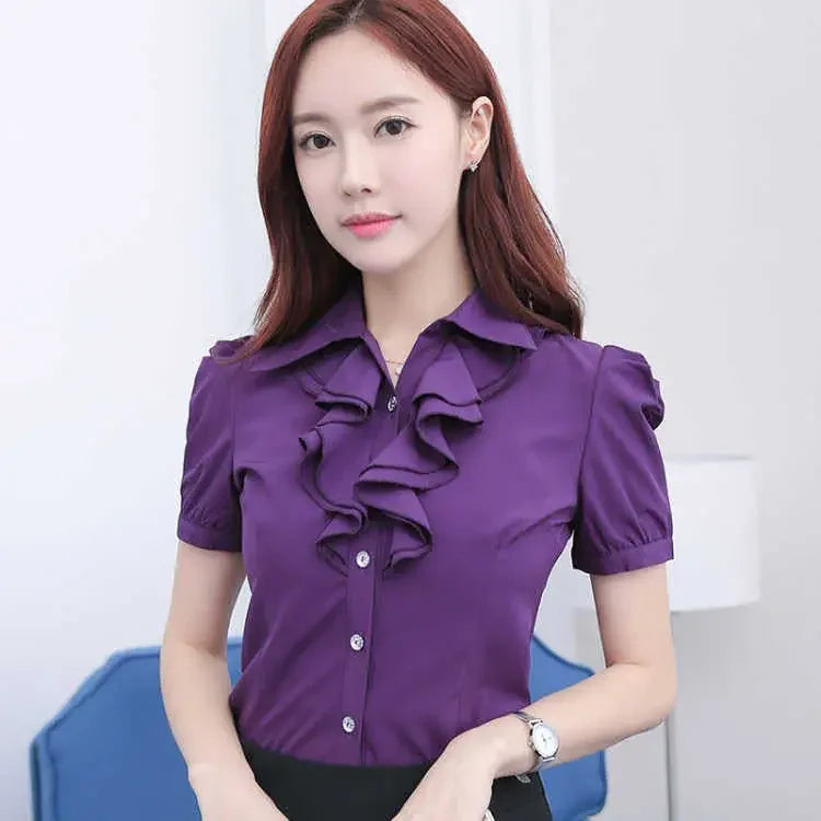 Summer Women's Shirt New Short Sleeve Flounce Blouse Women Blusas Ropa De Mujer